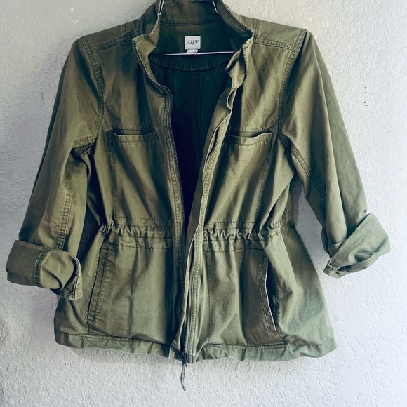 J.Crew women’s jacket light material with pockets adjustable on the waist L SIZE - Picture 2 of 13